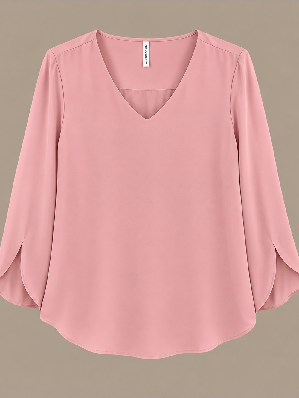 Soft Rose V-Neck Split-Sleeve Blouse by Halogen